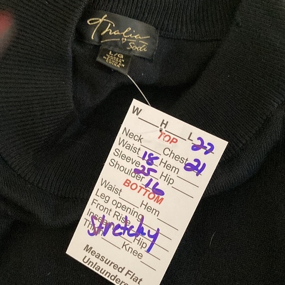 Black Thalia Sodi sweater with keyhole neck and peplum waist. 42” chest. 123 - Picture 6 of 6